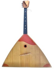 Balalaika Folk String Instrument wooden Red Accents Three Strings Design VTG