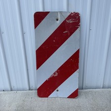 Retired Red And White Reflective Metal Caution Traffic Panel 18”x36”