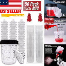 50 Pack Disposable Paint Spray Gun Cup Liners Lid System Kit 20oz 600ml Cup 50 Pack Disposable Paint Spray Gun Cup Liners Lid System Kit 20oz 600ml Cup