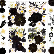 95 Pcs Black Pressed Dried Flowers for Resin, Real Natural Bulk Dry Wildflowers