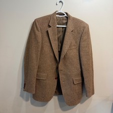 Woodmere Mens 38R Wool Tweed Blazer Brown Tan Two Button Sport Coat 100 Wool