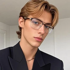 Square Men Fashion Business Reading Glasses Blue Light Blocking Full Rim