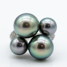 Ring Schoeffel 585/14K Weißgold Diamanten ca. 0.5ct H/SI1 Gr. 54 Tahiti-Perlen