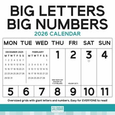 Big Letters, Big Numbers Calendar 2026 - Hobbies & Interests - Month To View