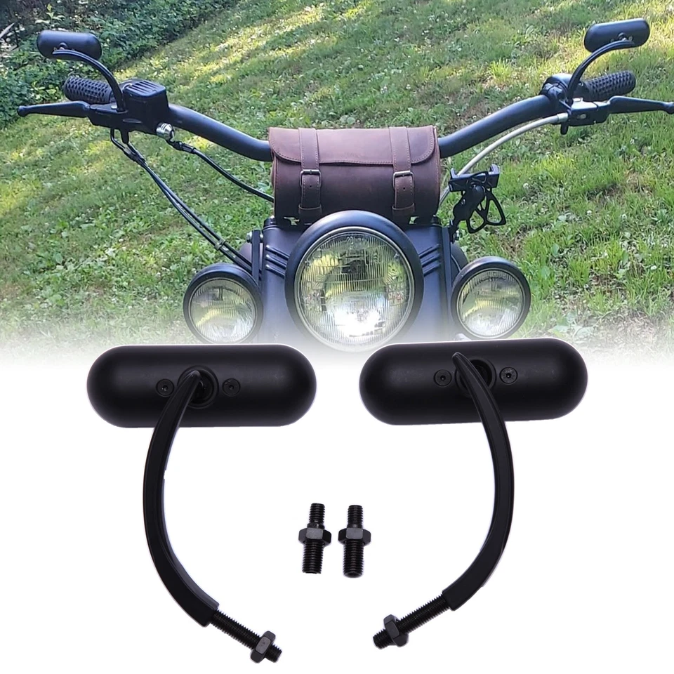 Motorcycle Oval Side Mirrors For Harley Softail Breakout Silm Sportster XL883 — 第 2/4 张图片