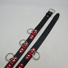 Monzoor Belt Black Leather D Rings Studded Goth Vamp Grunge Rock Buckle Mens 48