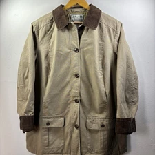 VTG LL Bean Womens Barn Coat Chore Jacket Quilt Lined Corduroy 267097 Large