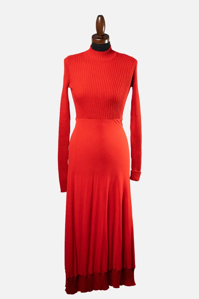 M Missoni Red Ribbed-Knit Maxi Dress TG S - Immagine 4 di 4