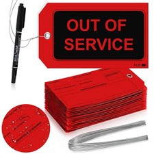 100 PCS Out Service Tags Wire 3 X 5 Inch Waterproof Red Equipment Repair