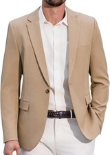 Men's Lightweight Casual Blazer Regular Fit One Button Suit Jacket for Business