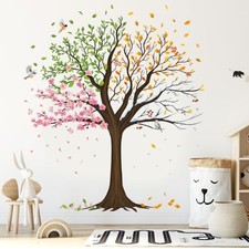 Large Wall Decals Colorful Leaves Flower Wall Stickers Peel and Stick Wall Tree