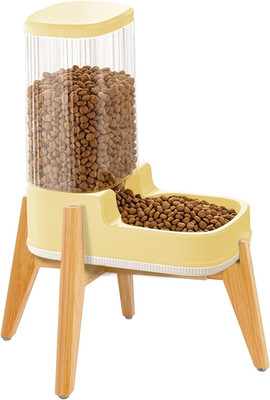 Elevated Dog Food Dispenser with Bamboo Stand for Medium Large Dogs - 4L 1 Gallo