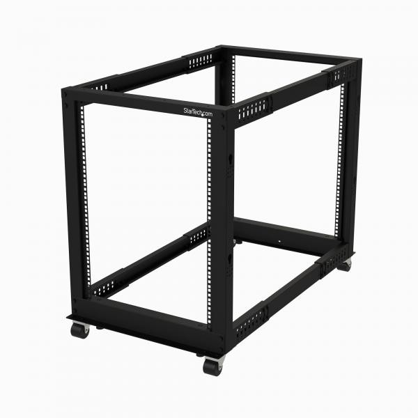 StarTech.com Server Rack a 4 Montanti 15U Open Frame, Armadio Rack di Rete 19" con Ruote, piedini di livellamento/montaggio a pavimento, Quadro Rack Scorrevole/profondità regolabile per apparecchiature AV/Dati/IT - Immagine 2