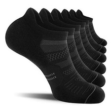 6 Pack Men's Running Ankle Socks with Cushion, Low Cut Athletic Large Black