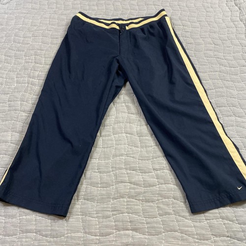 Nike Track Pants Youth XL Navy Yellow Stripe Athletic Warm Up Polyester