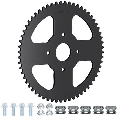 YOXUFA 60 Tooth Sprocket 40/41/420 Chain Mini Bike Rear 60 Black, Black 