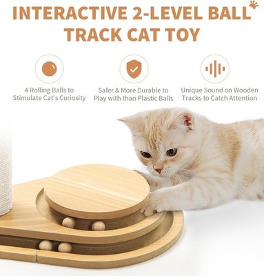 Medium-sized Two-layer Sisal Cat Scratching Post, Indoor Cat Interactive Toy, Wo
