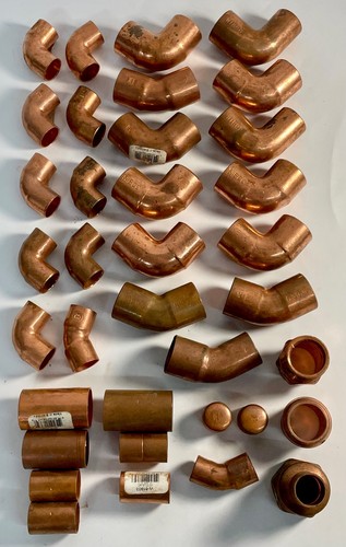 Lage Lot of 36 ~ Copper Pipe Fittings 90 Degree Elbow 1/2" Inch