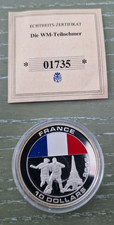 Münze 10Dollar Fußball Frankreich WM 2006 mit Zertifikat in Plastikbox / NEU