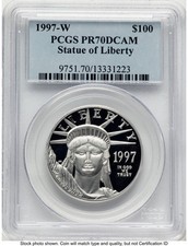 1997-W Proof Platinum Eagle 1 oz Blue Label PCGS PR70 2940.00 per troy oz