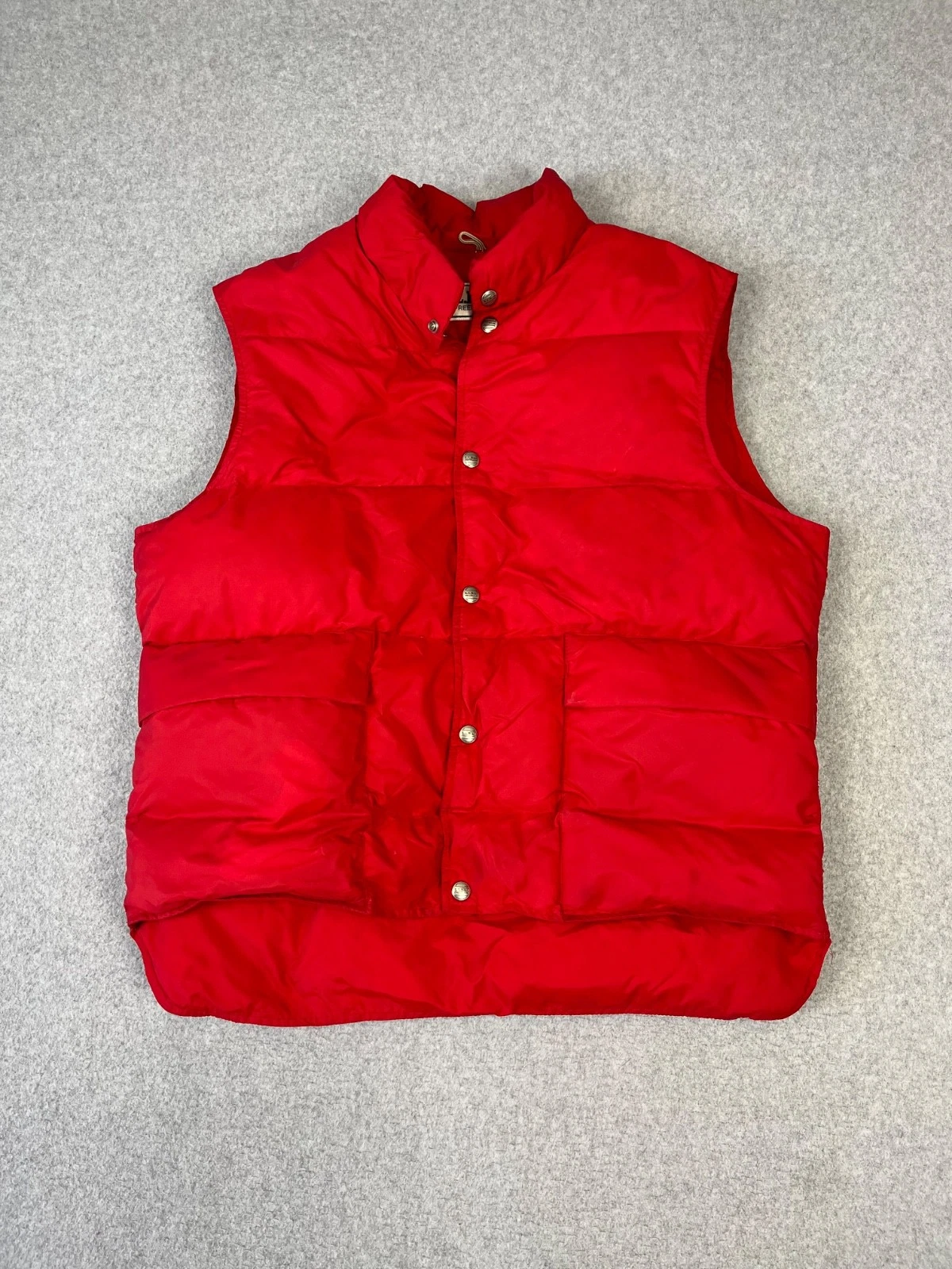 Vintage LL Bean Puffer Vest Adult XL Red Goose Down Snap Button 70s 80s