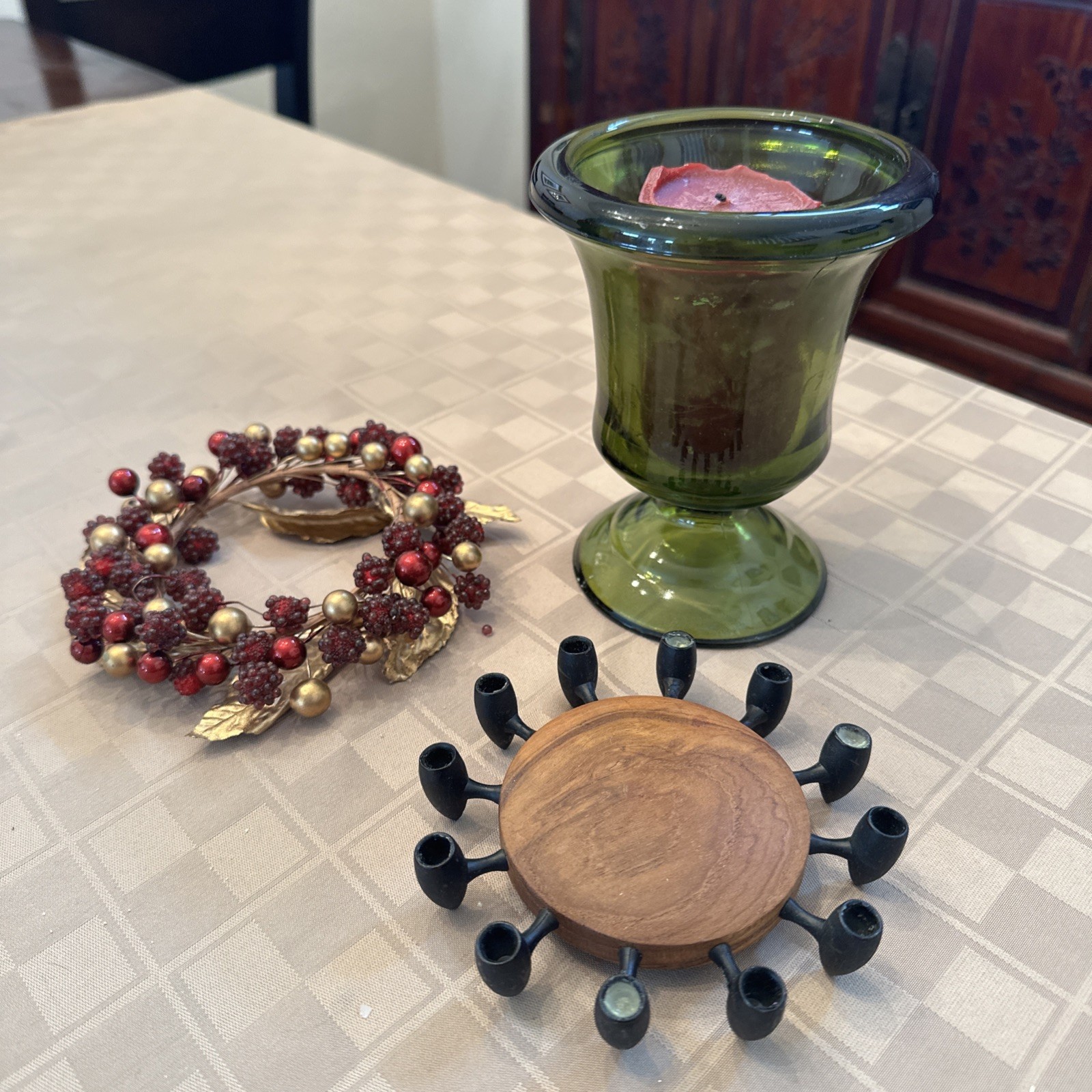 Set A Three Candle Decorations And Candle Holder