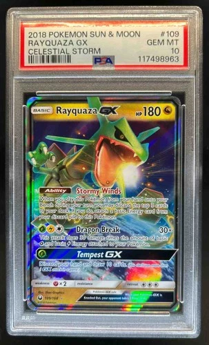 2018 Pokemon SM Celestial Storm Rayquaza Holo #109/168 PSA 10 GEM MINT