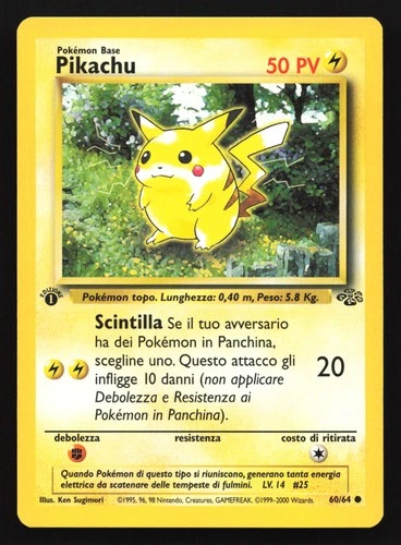 Pikachu 60/64 Jungle 1st Edition ITALIAN Common Pokemon Card