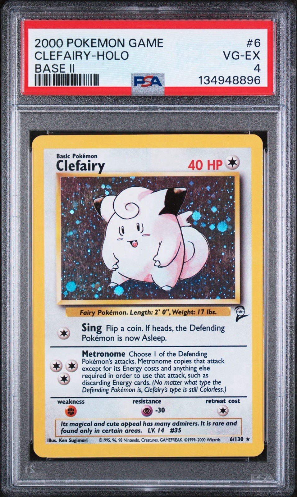 CLEFAIRY BASE SET 2 HOLO #6 2000 POKEMON PSA 4