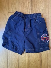 Vintage ELMO Sesame Street Boys Pull On Shorts Baseball Navy Size 12m Y2K