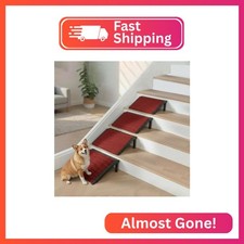 Dog Ramp for Stairs Non-Slip Pet Steps with Locked-in Carpet Iron Frame, Hel