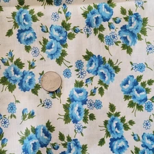 Full Vintage Feedsack:  Blue Roses 