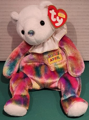 Vintage Ty Beanie Baby - April - Birthday Bear (7.5"-2001) MWMT -NEW Style A