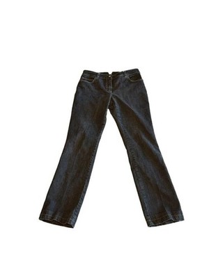 Escada Dark Wash Straight Leg Jeans with Embroidered Back Pocket Size 38