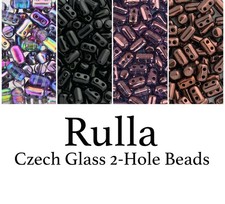 Rulla Czech Glass Two-Hole Beads, 3x5mm, 10g