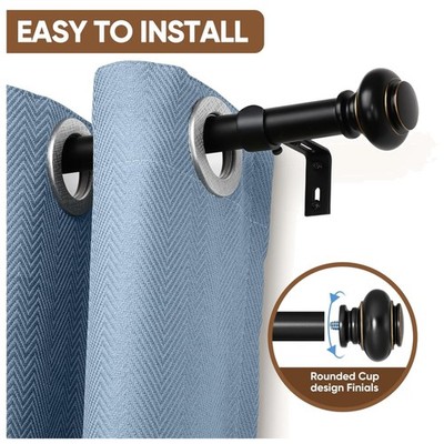 Adjustable Black Curtain Rods Set 28-88 Inches