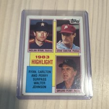 Topps 1984 1983 Highlight Ryan Carlton Perry Surpass Johnson #4 Baseball Card