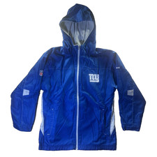 Reebok NFL On Field New York Giants Blue Hooded Jacket Mens Youth Large Jacket