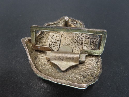 Neat Heavy Sterling Silver Cat Head Belt Buckle, FM CO, 95.6g - Picture 6 of 8