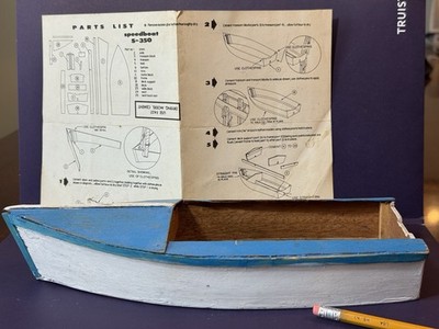 Vintage 12'' SPEEDBOAT Dumas Boats Products Wood Kit 1005 USA Die Cut