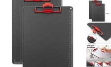 Clipboards with Pen Holder A4 Size 12.5x9 Inch Aluminum 2 Pack A4 Black-red