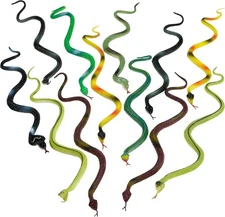Playbees Rubber Toy Snakes - 12-Pack - 14 Inches - Assorted Lifelike Fake... 