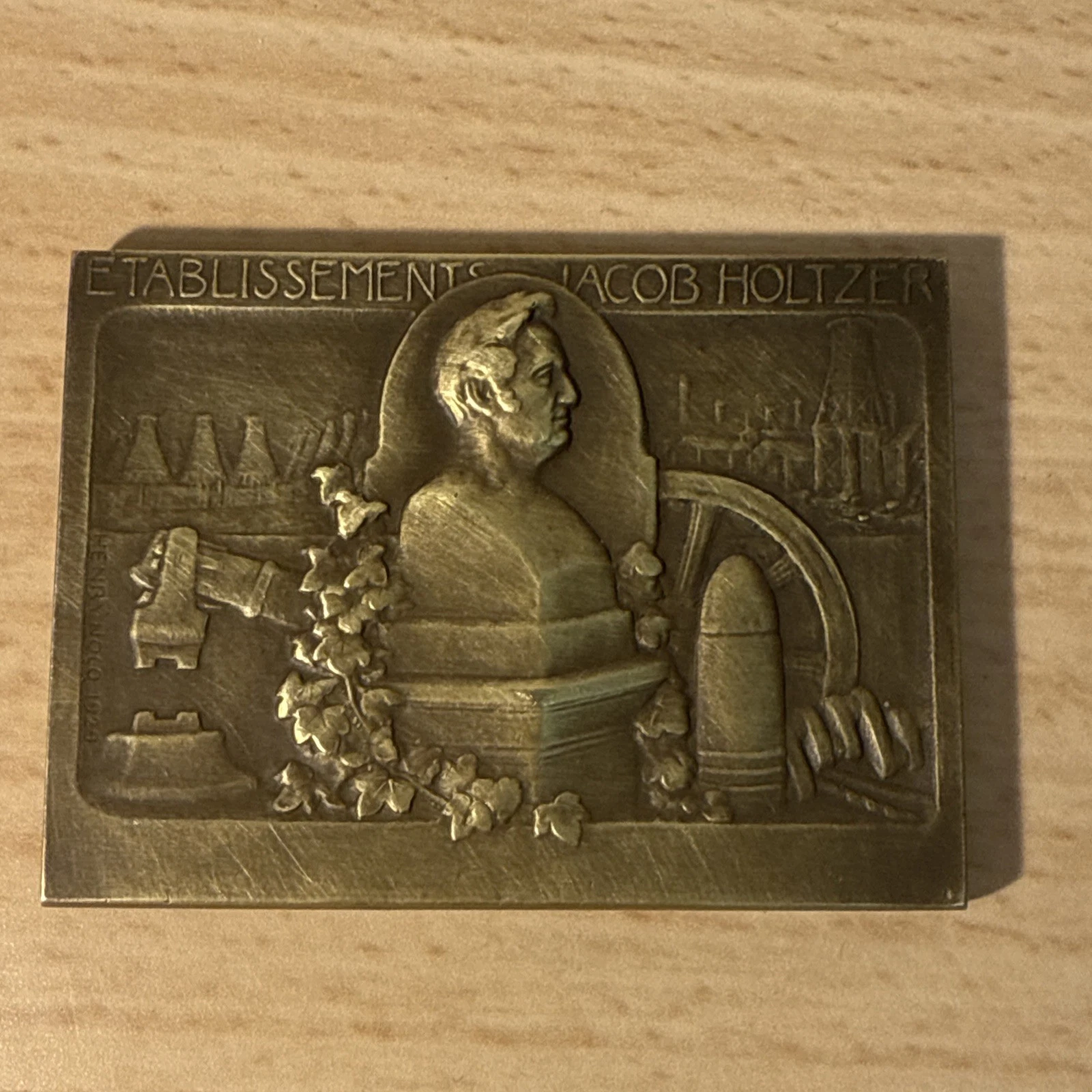 Médaille Plaque Établissement Jacob Holtzer 1829 1929