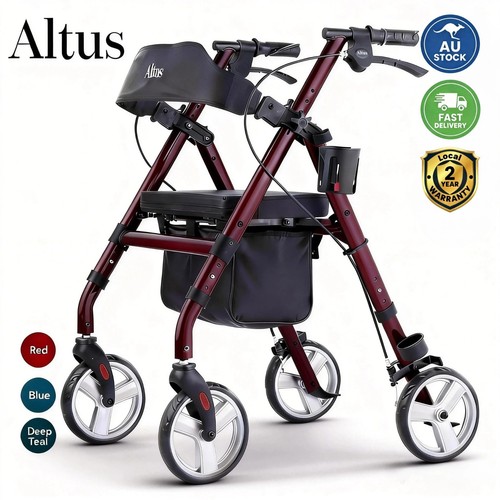 A Frame Altus Altus Heavy Duty Rollator Walker with Seat 4 Wheel Foldable Walking ...