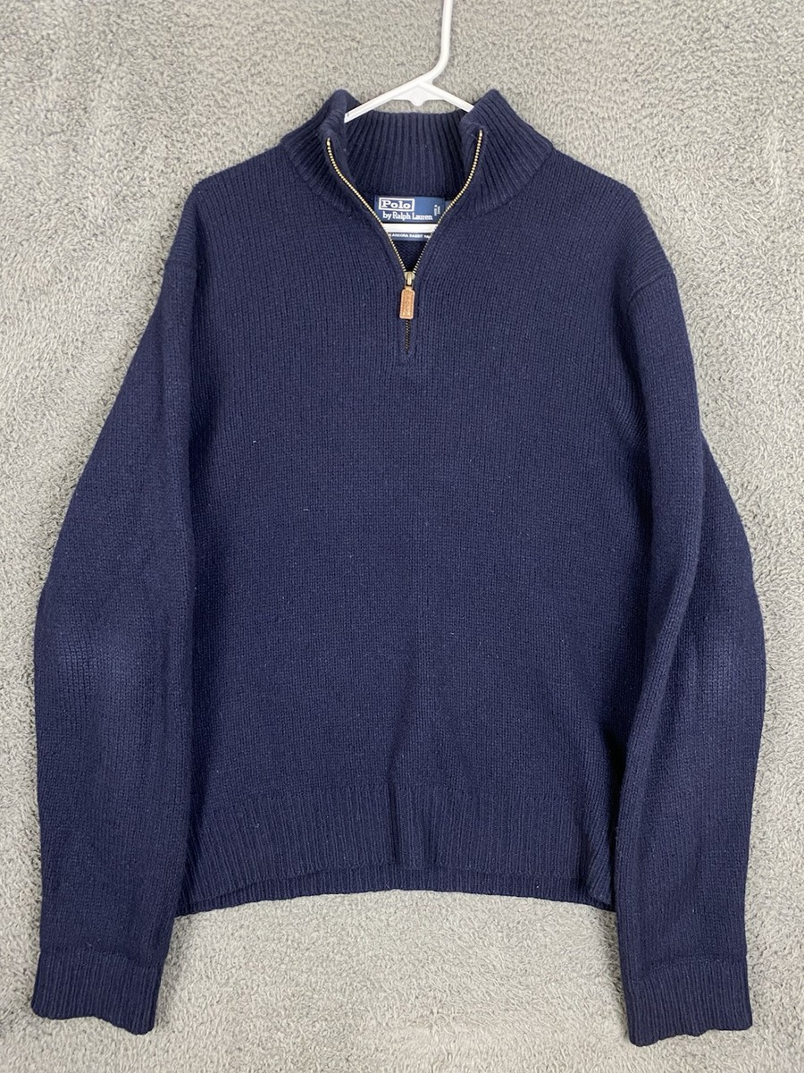 Polo Ralph Lauren 1/4 Zip Sweater XL Merino Wool Angora Rabbit
