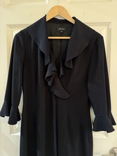 Tahari Women 8 Black Midi Sheath V Neck Ruffle Lined Dress Side Zipper