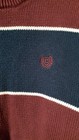 Chaps Sweater Size Medium Mens Heavy knit Pullover Thermal Red Maroon Blue — photo 2