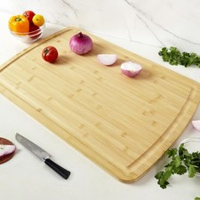 30"x20"x0.8" Arc-Shaped Bamboo Cutting Board Extra Large Kitchen Chopping Board