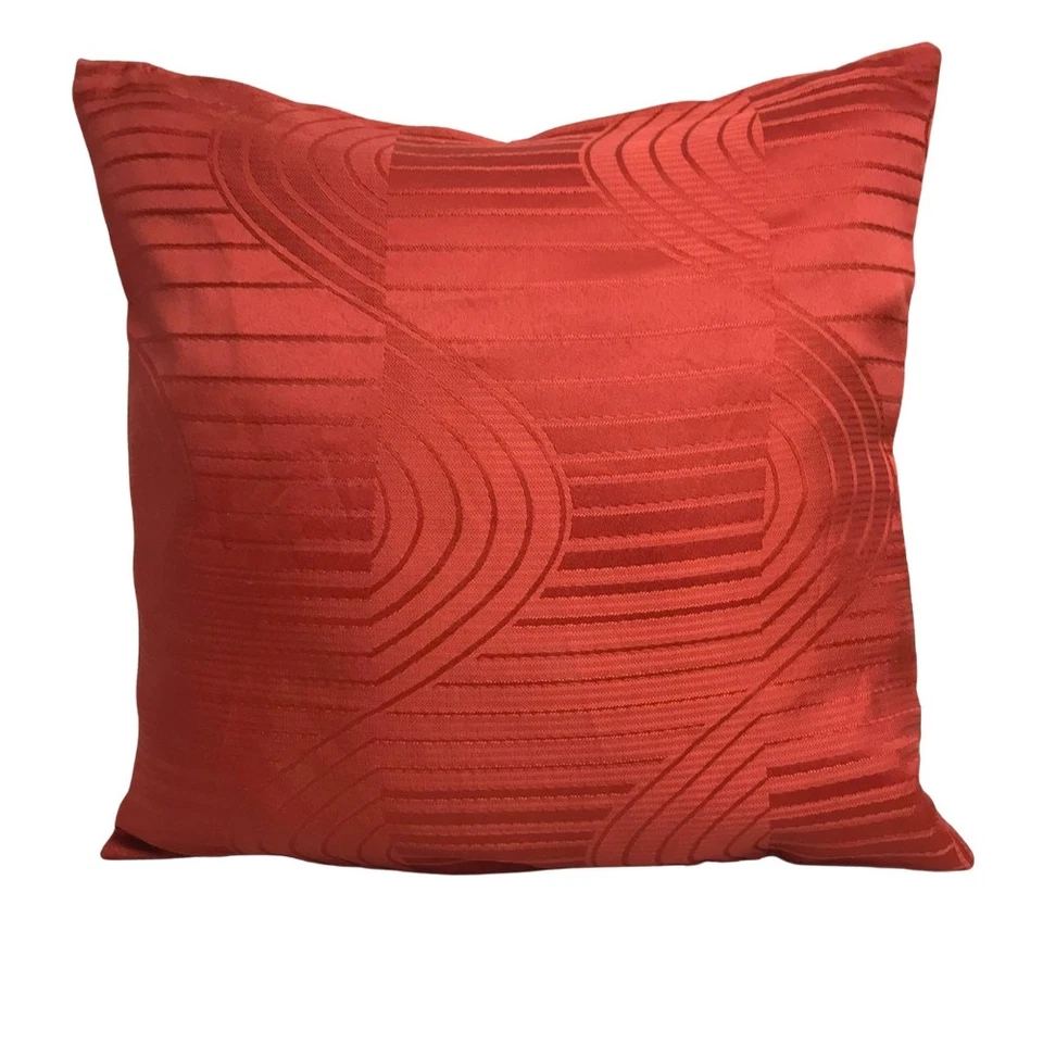 Set of 4 Firey Red Cushions Filled 16x16" 40x40cm Line Spiral Sofa Decor zip - Image 2 of 4