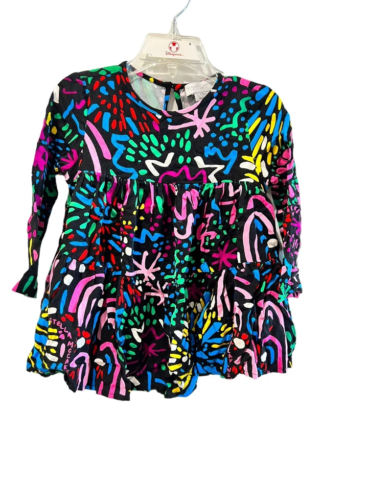 Vestido Stella McCartney Negro Multi All Over Fuegos Artificiales Manga Larga Talla 2 $154 Foto 2 de 4